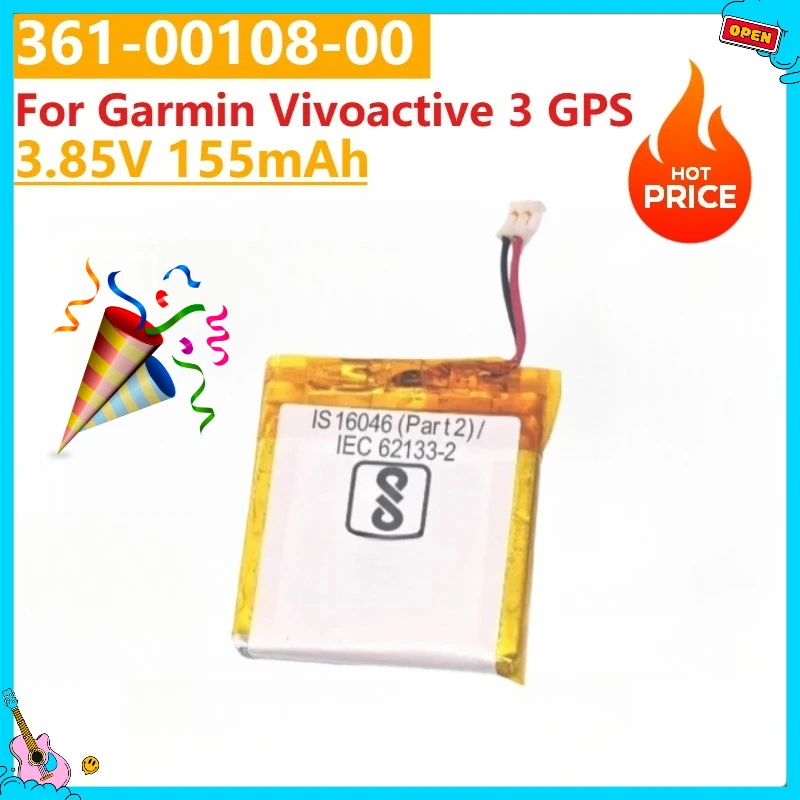 

New Watch Battery 361-00108-00 361-00108-01 3.85V 155mAh for Garmin Vivoactive 3 GPS Glonass High Quality Digital Batteries