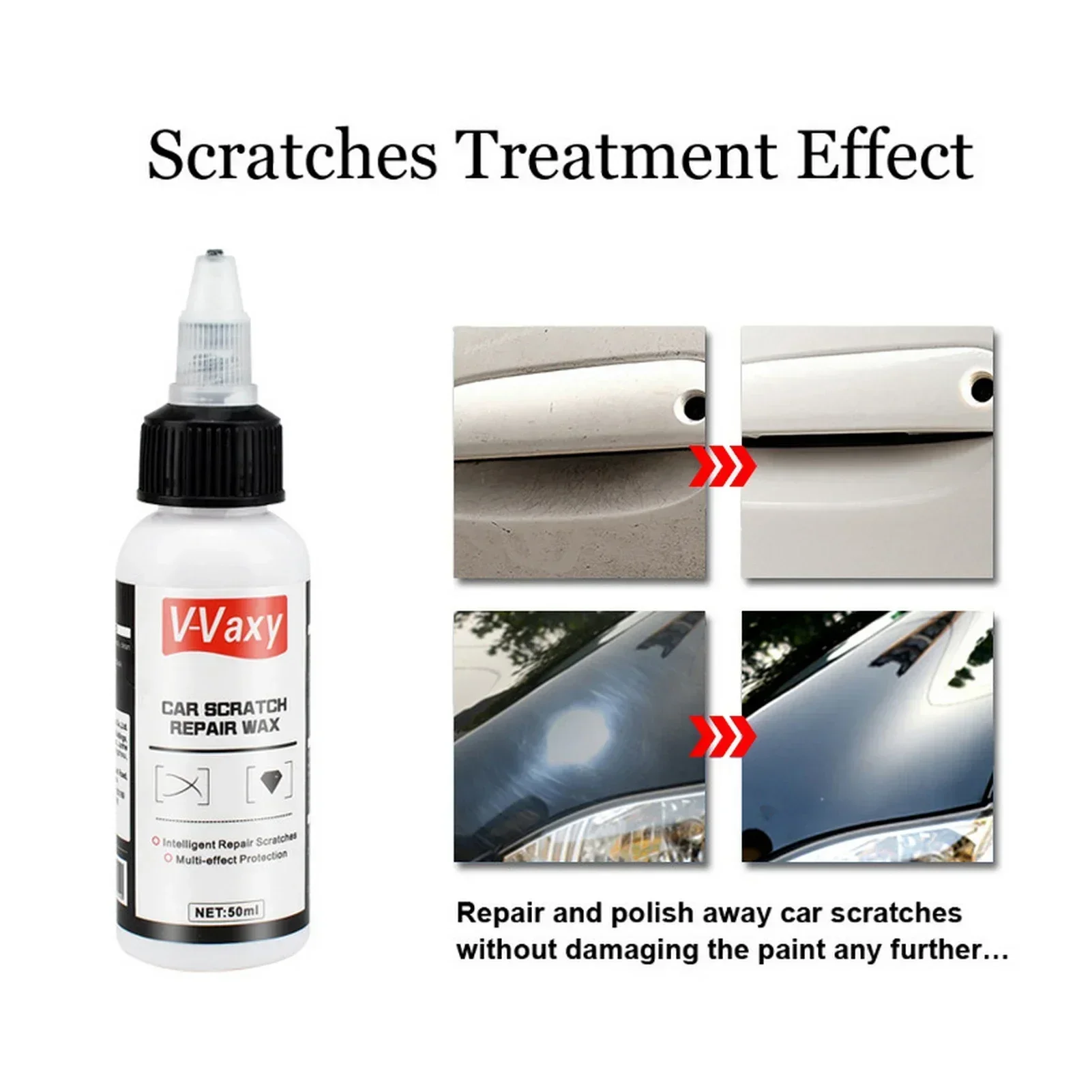 NEW V-Vaxy Car Scratch Repair Wax, Ultimate Paint Restorer, Car Scratch Repair Wax, Liquid Glass Polish, Shiny Paint Restorer