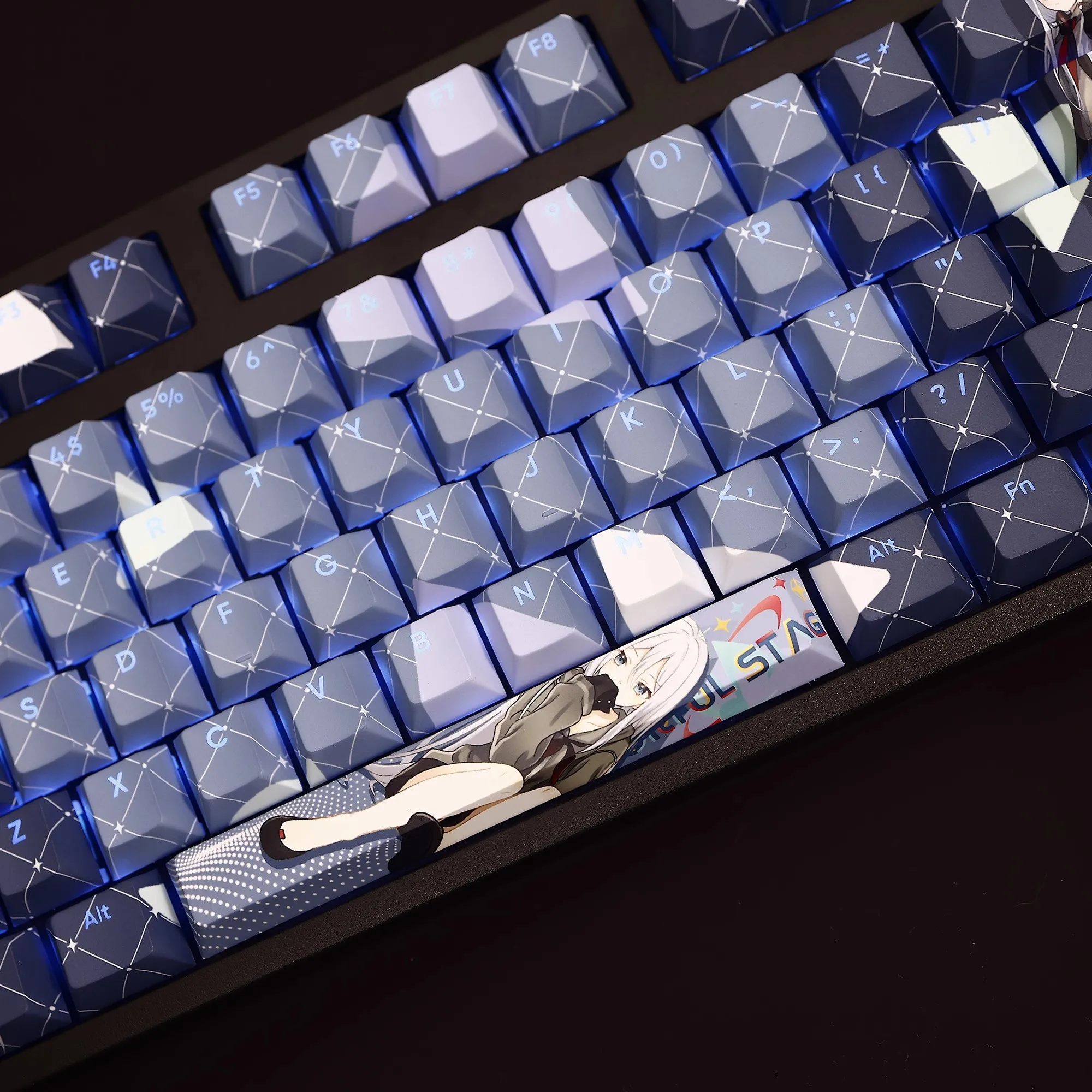 Imagem -03 - Yisaki Kanade Keycap com Teclado Retroiluminado Pbt Cartoon Anime Gaming Key Caps para Ansi 61 87 104 108 Conjunto Chaves
