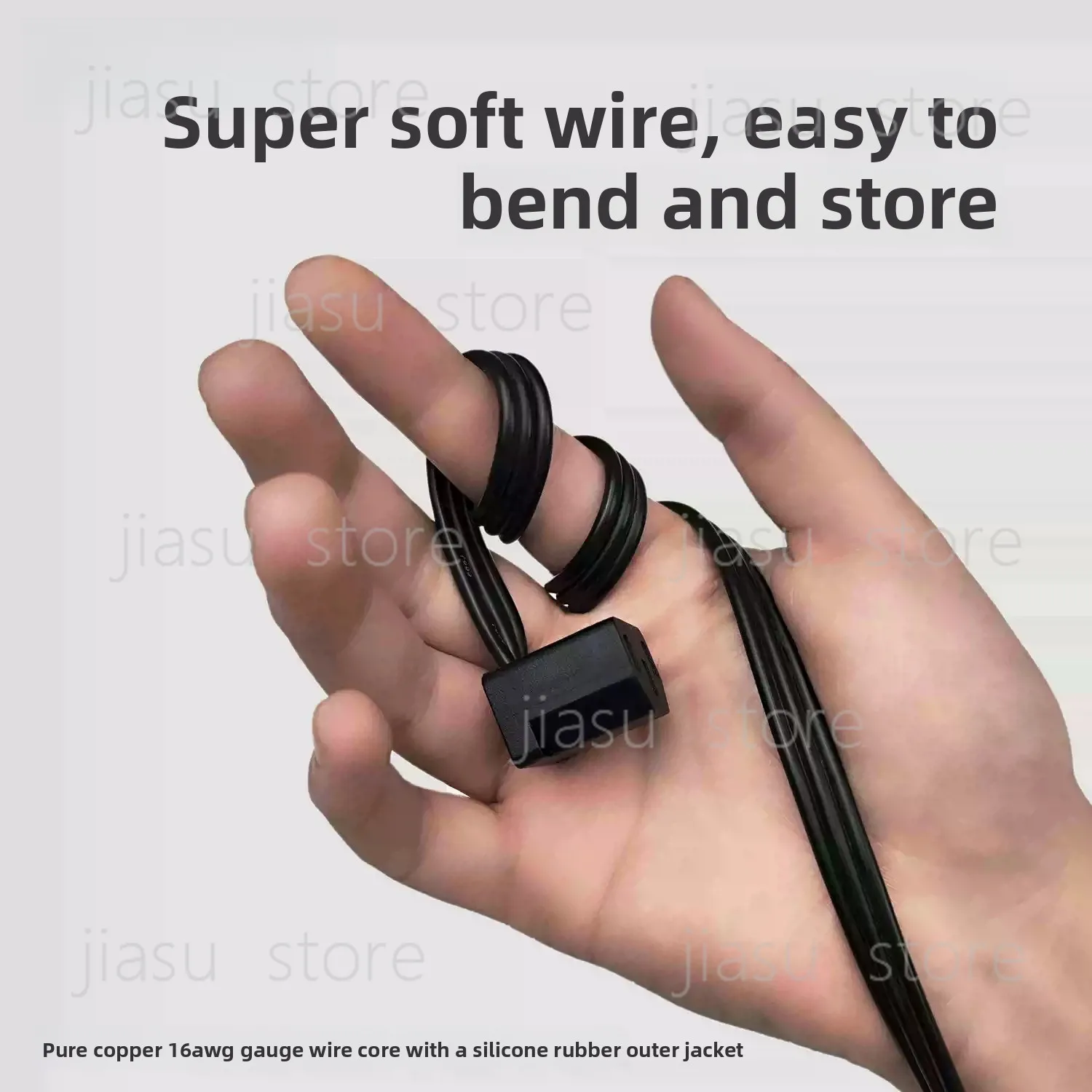 0.5m black 90-Degree Elbow Power Supply Extension Cable - Ultra-Thin Soft C13 to C14 3-Pin