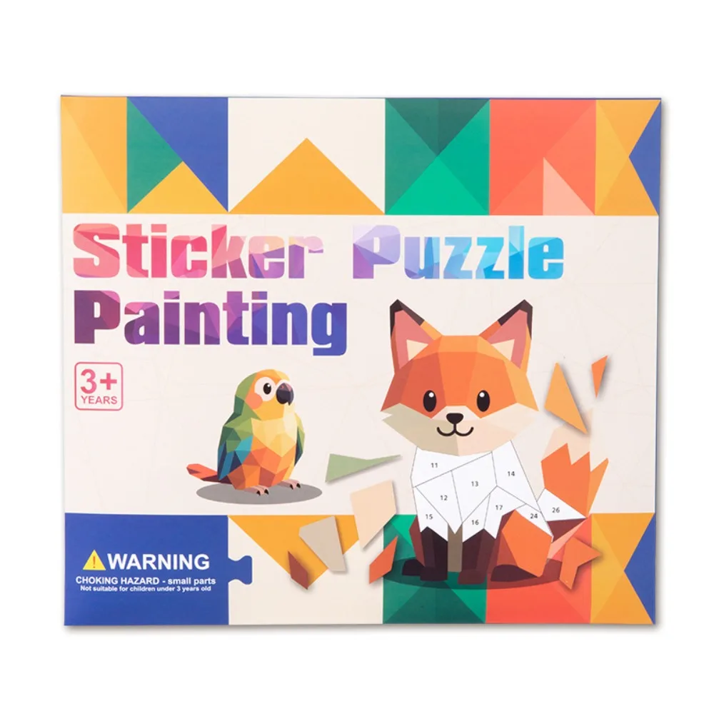 

Paper 3D Geometric Sticker Books Educational Toys Handmade DIY Paste Material Kit Cartoon Cute Animals Sticker Book Toddlers