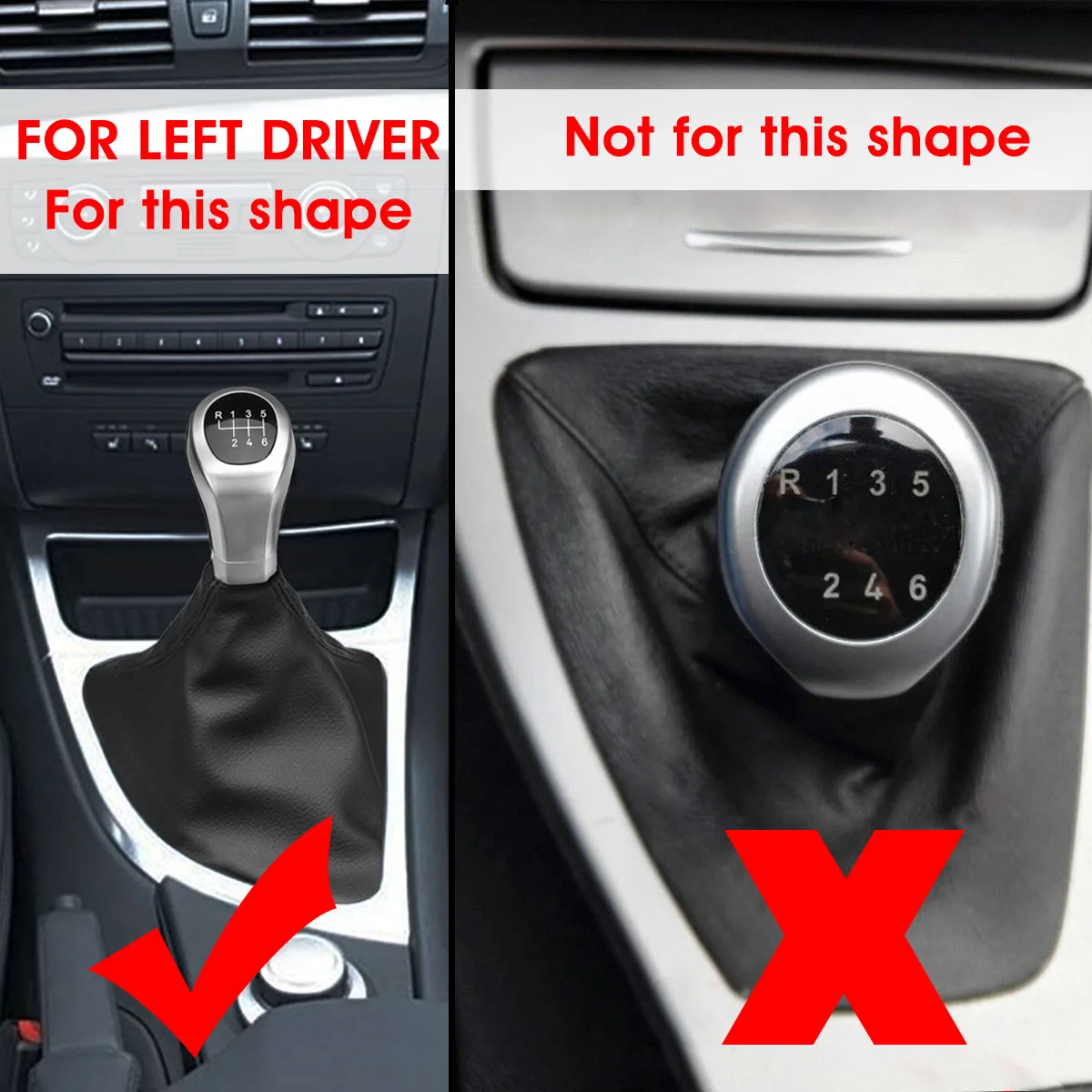 6 Speed Manual Gear Shift Knob Shifter Lever Boot Cover For-Bmw 1 Series E81 E87 E87Lci E88 E82