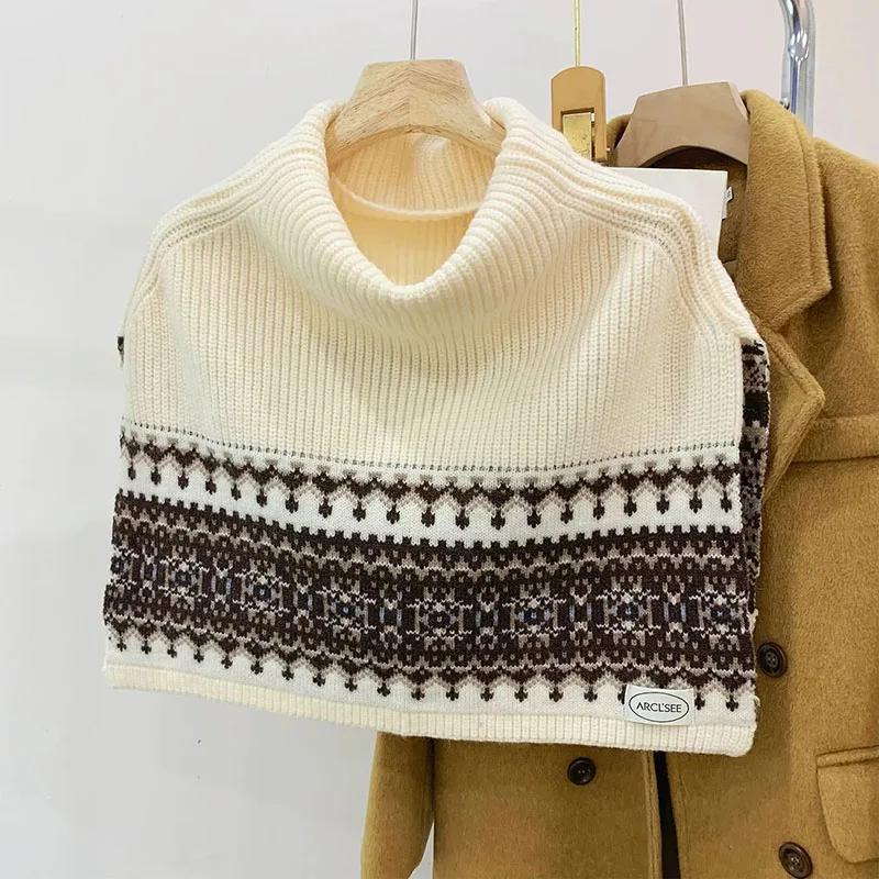 

Women's New High-Necked Knitted Pullover Shawl Scarf Women's Autumn And Winter Cloaks Stacked Wear Warm Scarf Coat Sweater