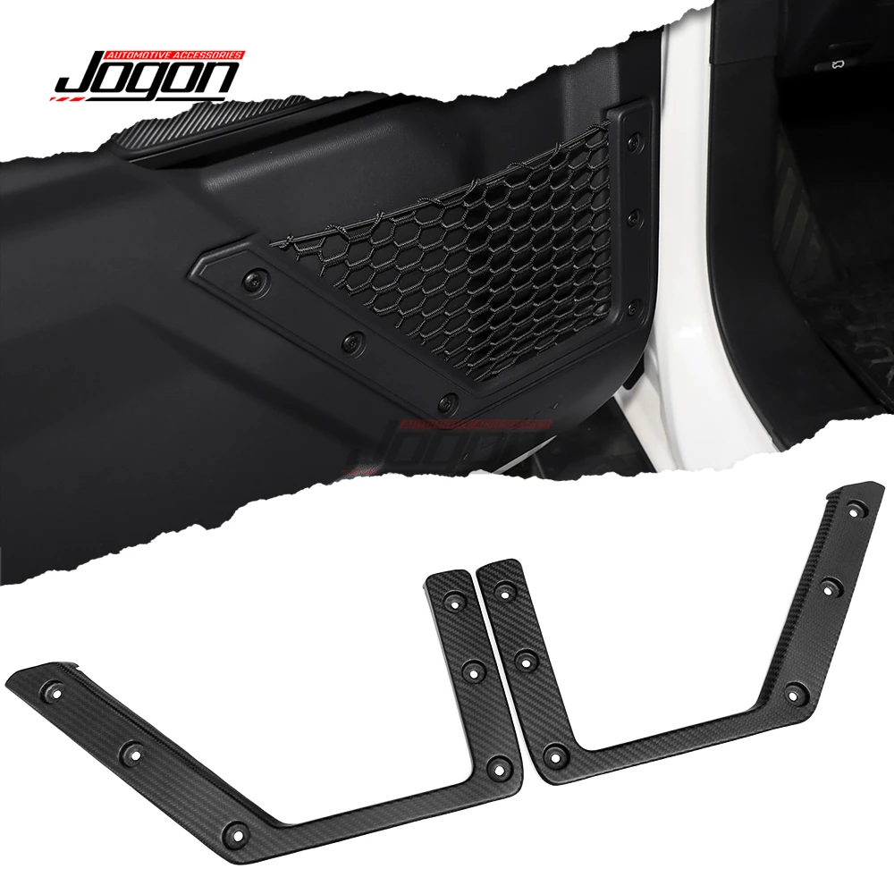 

For Ford Bronco Raptor Outer Banks 2021-2024 Carbon Fiber Car Interior Front Door Storage Nets Pocket Cover Trim Accessories