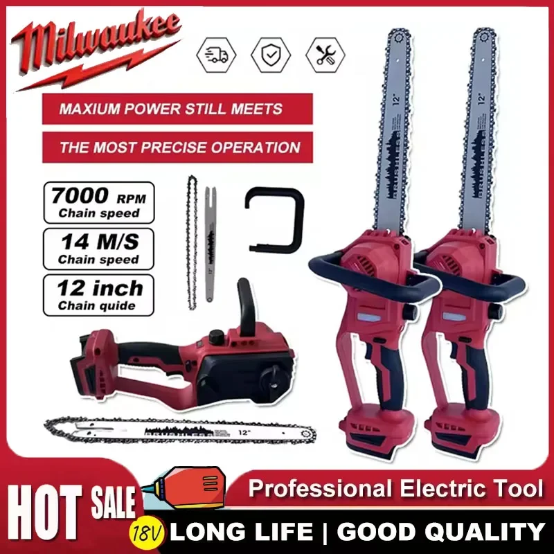 

Milwaukee 18V Battery Brushless 12-Inch Chain Saw Auto Oiler High-power Cordless Electric Chainsaw Wood Cutting Power Tools