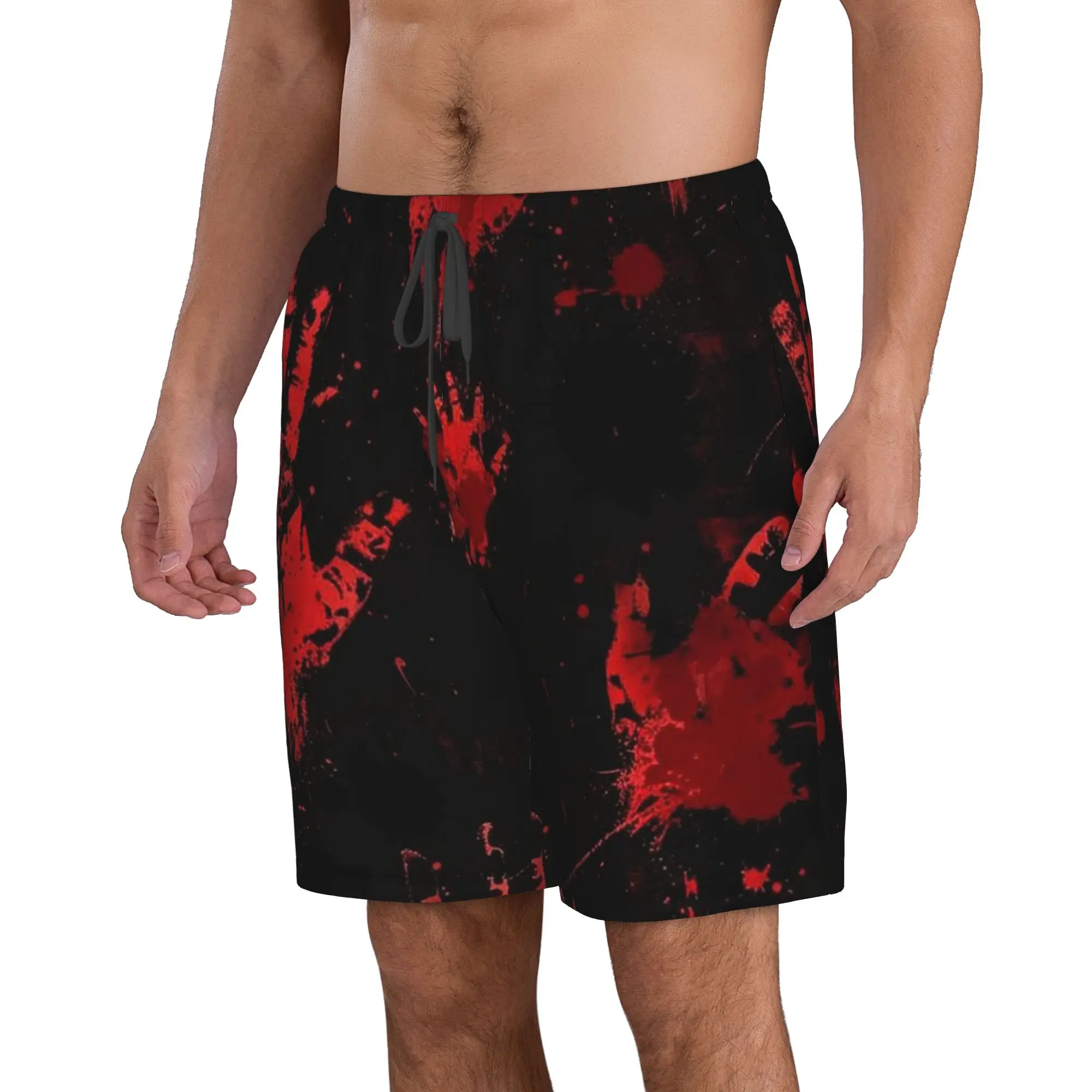 Splash Blood Hand Graphic Trunks Beach Board Shorts Casual Quick Dry Swimming Summer Men Pants