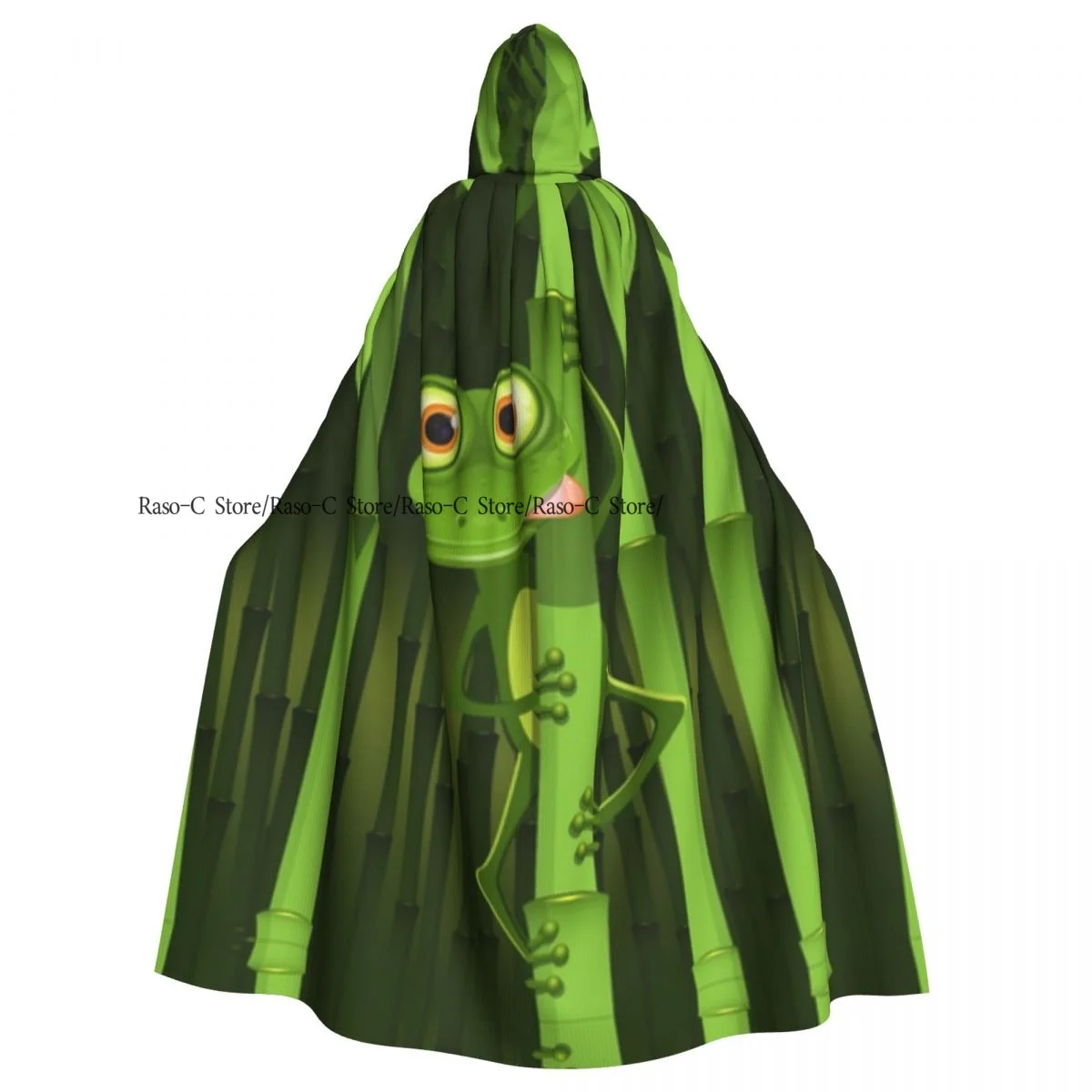 Adult Cloak Cape Hooded Funny Frog On Bamboo Medieval Costume Witch Wicca Vampire Elf Purim Carnival Party