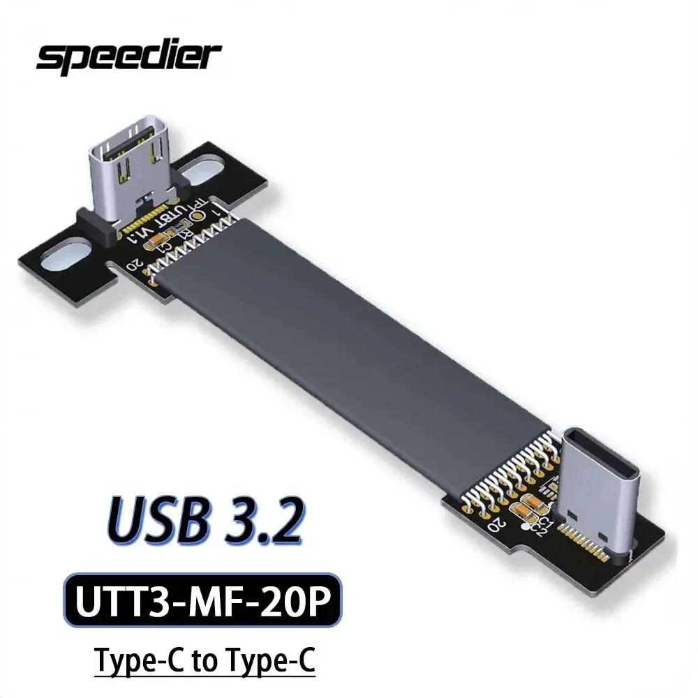 Ffc usb 3.2 tipo-c cabo de fita plana de extensão 90 fpv fino macio flexível usbc fpc carga sem escova monitor cardan portátil 20 g/s