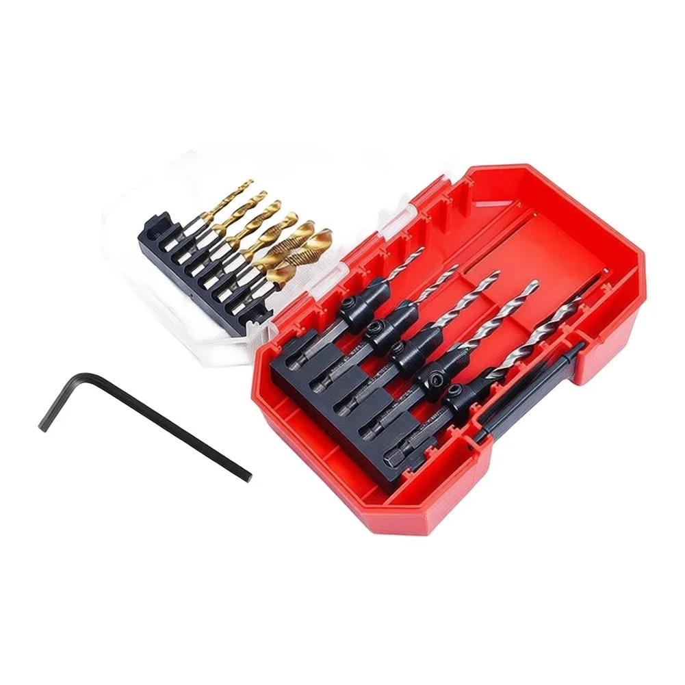 12Pcs/Set Countersink Drill Bit Set Tapered Drill Bits Counter Sink Drill Bit With Adjustable Depth Stop Rings Power Tools