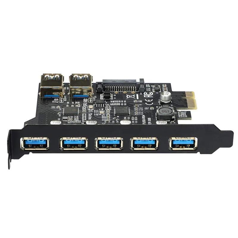 NEW 5/7 Port USB 3.0 PCI Express Expansion Card Adapter PCIE X1 to USB3.2 Gen1 5Gb 19Pin Header SATA/4Pin Power NEC D720201 Chip