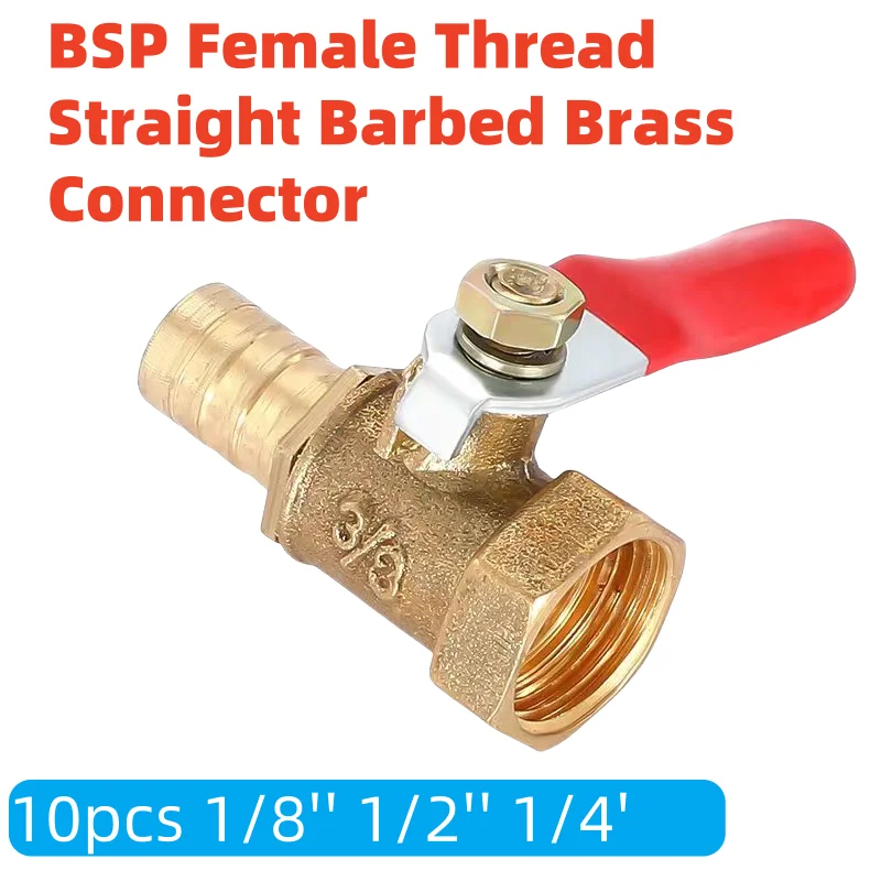 Hose Barb BSP Female 10pcs  1/8'' 1/2'' 1/4'' Thread Straight Barbed Brass Connector Joint Copper Pipe Fitting Coupler Adapter