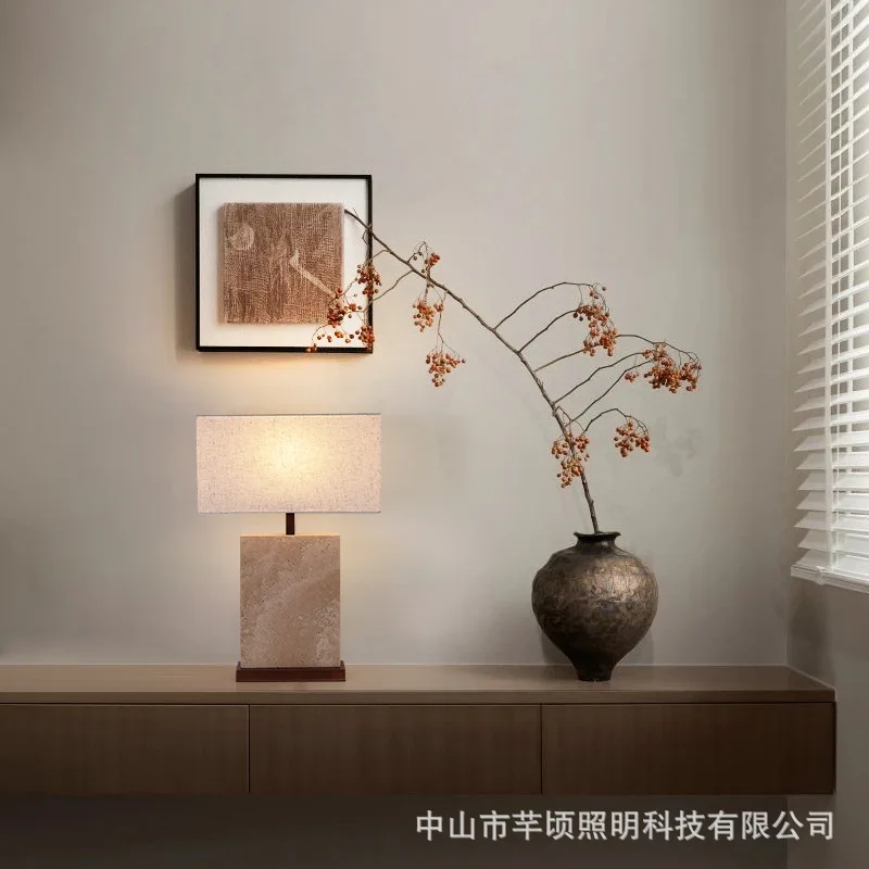 Retro yellow travertine table lamp surprised by the dead wind bedroom bedside table night light