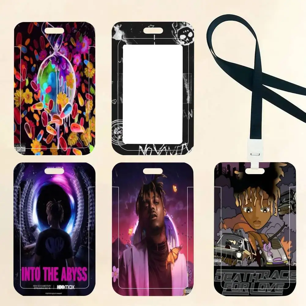 Hot Rapper J-Juice WRLD    ID Card Holder Neck Strap Pendant Door Badge Holder Lanyards Keychain Work Credential Case Gift
