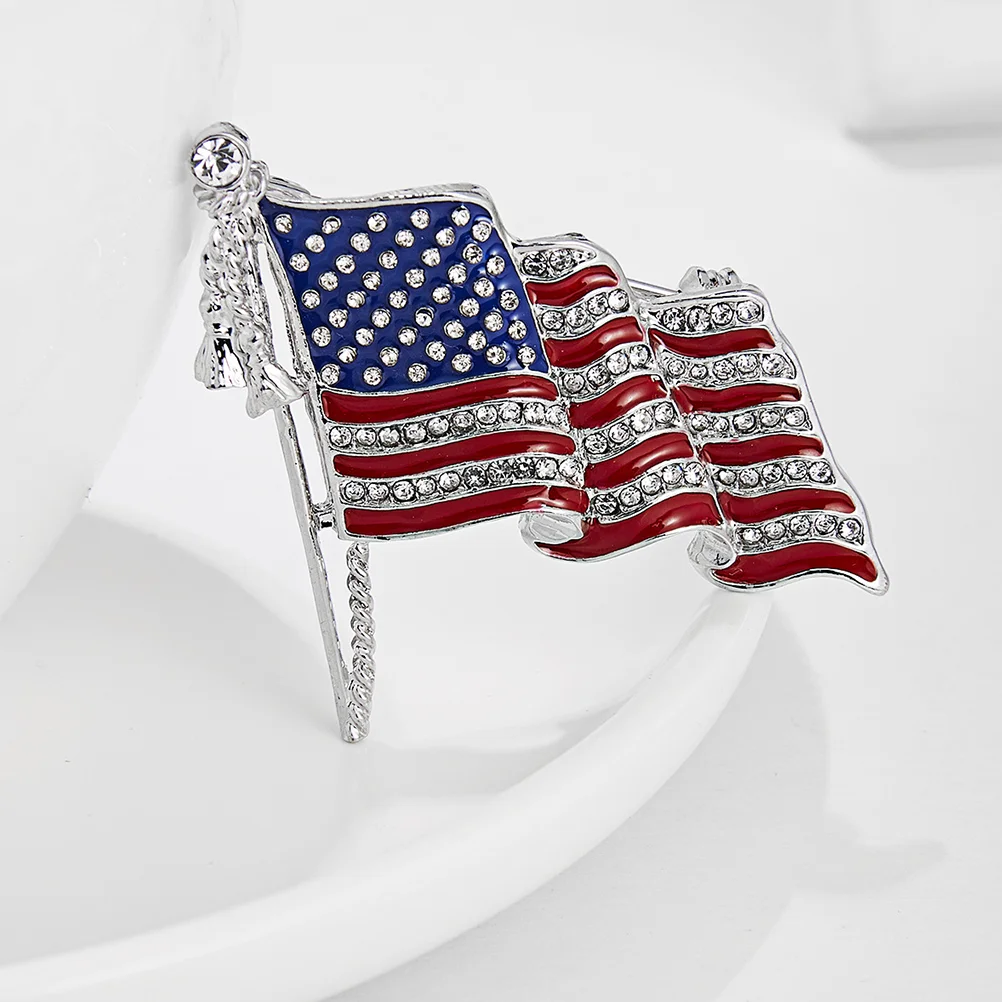 Anti-light American Flag Brooch Miss Ornament United States Badge Patriotic Pins Lapel Breastpin