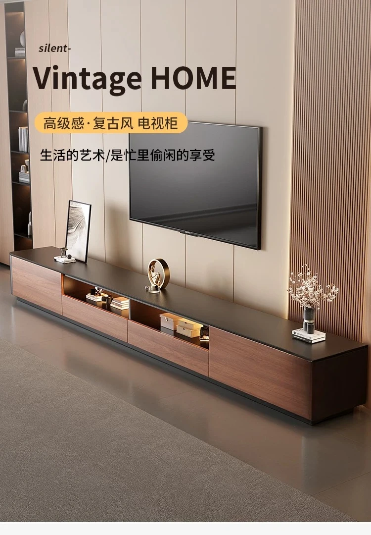 TV cabinet floor-to-ceiling living room new light luxury high-end household small apartment rock slab coffee table TV cabinet co
