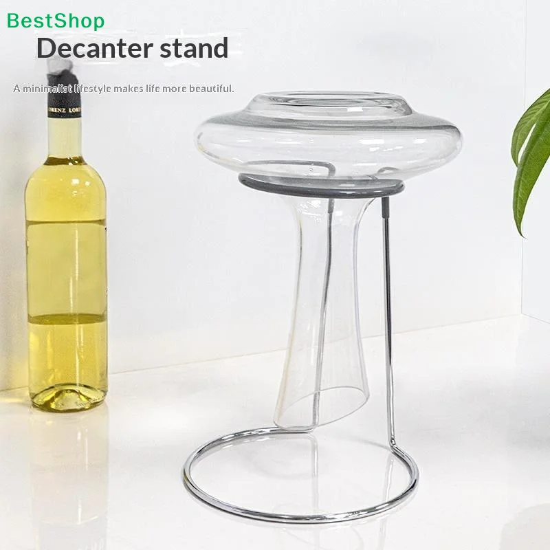 〔Z〕Wine Decanter Drying Rack Simple Metal Decanter Holder Stand For Home Bar Kitchen Wine Bottle Drainage Display Storage