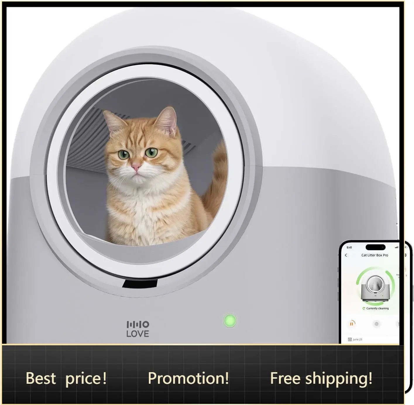 

TYPro Self Cleaning Cat Litter Box Automatic Hands Free Smart Robot self Cleaning Cat Litter Box for Multiple Cats with APP
