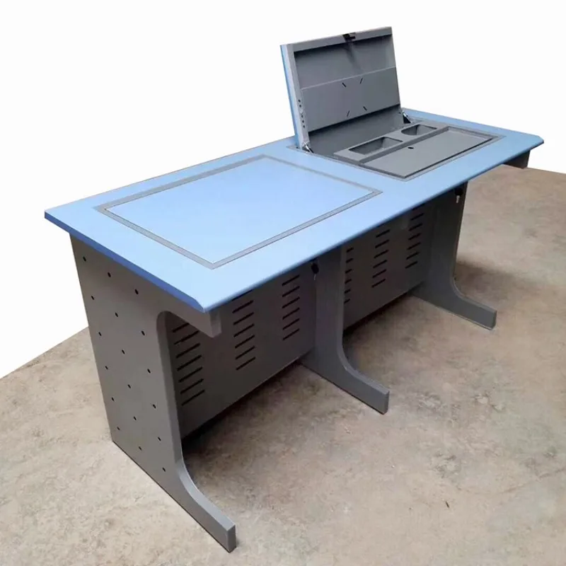 فولاذ مدمج - مكتب كمبيوتر للفصل الدراسي متعدد الوسائط مصنوع من الخشب، طاولة تدريب مدرسية بمقعد واحد/مزدوج