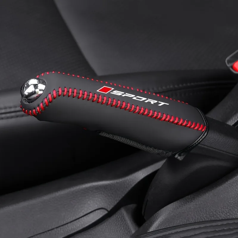 PU-Leder Auto-Handbremsenabdeckung Feine Nähte Sportlicher Stil Handbremsenschutz Auto-Innenausstattung Zubehör – Detail 5