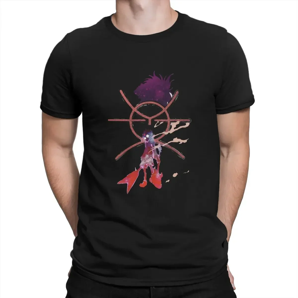 Футболки с коротким рукавом Идея подарка Одежда Аниме Naota Atomsk Футболка Мужская FLCL Забавная хлопковая футболка с круглым воротником манга винтажная