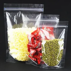 100pcs Reclosable Stand Up Transparent Zip Lock Bag - High Clear Plastic Zipper Pouches Underwear / Socks Packaging Gift Doypack