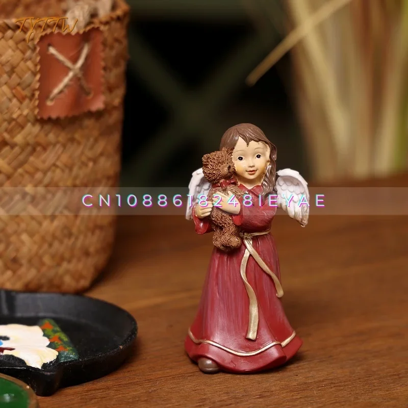 Ornamentos de anjo de resina antiga vintage, presente de Natal, enfeites para casa