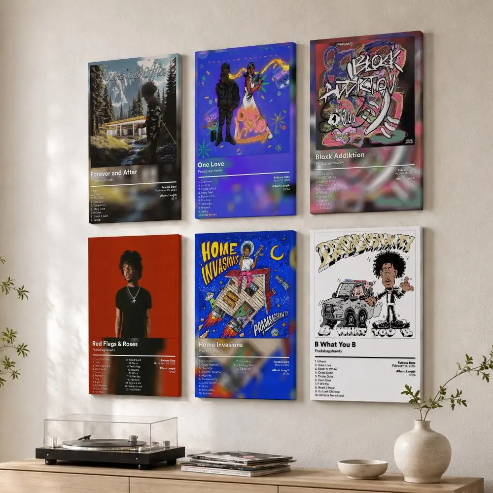 Rapper P-Pradabagshawty Album Framed Wall Painting Wood Canvas Poster For Living Room Bedroom Hallway Office Home Decor Gift