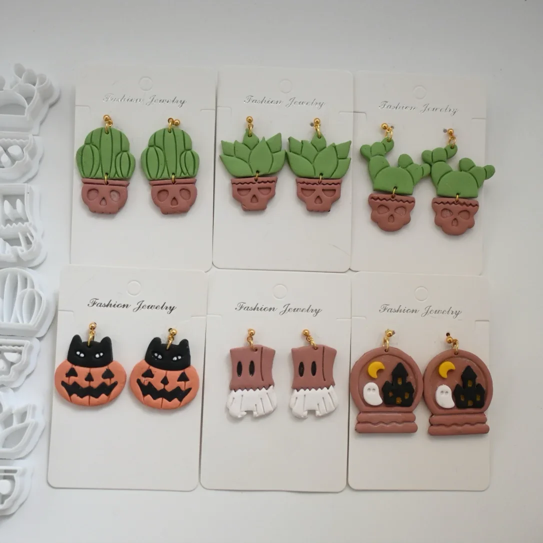 

Серия Хэллоуин/Череп бонсай/Кот Тыква Полимерная глина инструмент «сделай сам» Серьги Подвески Ювелирные изделия молдинг режущая форма