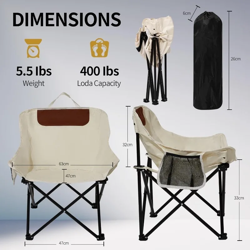 Folding Camping Chair Compact Camp Chair Outdoor Lawn Portable Lightweight Chair with Carrying Bag Beach Picnic Fishing Hiking