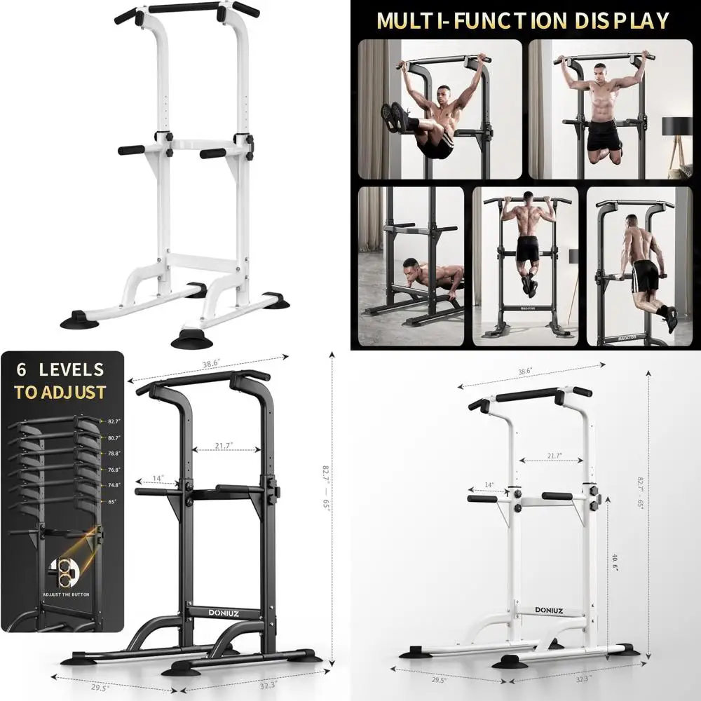 

Power Tower Pull Up Bar and Dip Station, Multi-Function Home Gym, Strength Training Fitness Equipment, Height Adjustable