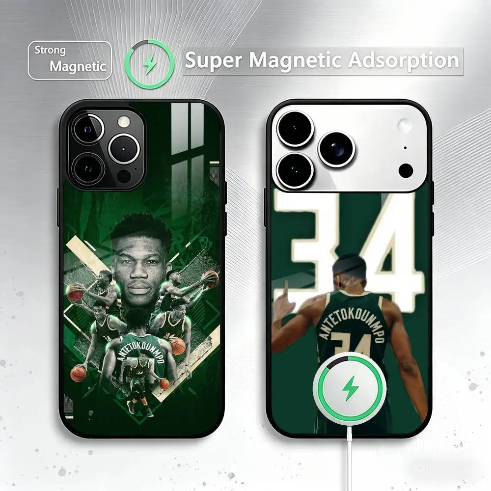 

Basketball Giannis Antetokounmpo 34 Phone Case For iPhone17,16,15,14,13,12,11 Plus,Pro Magnetic For Magsafe Wireless Charging