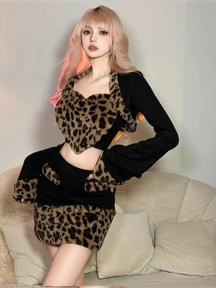 Sexy Fashion 3 Piece Set Casual Short Cardigan + Slim Vest + Party Y2k Mini Skirt Korean Style Suit Woman Design 2023 Autumn