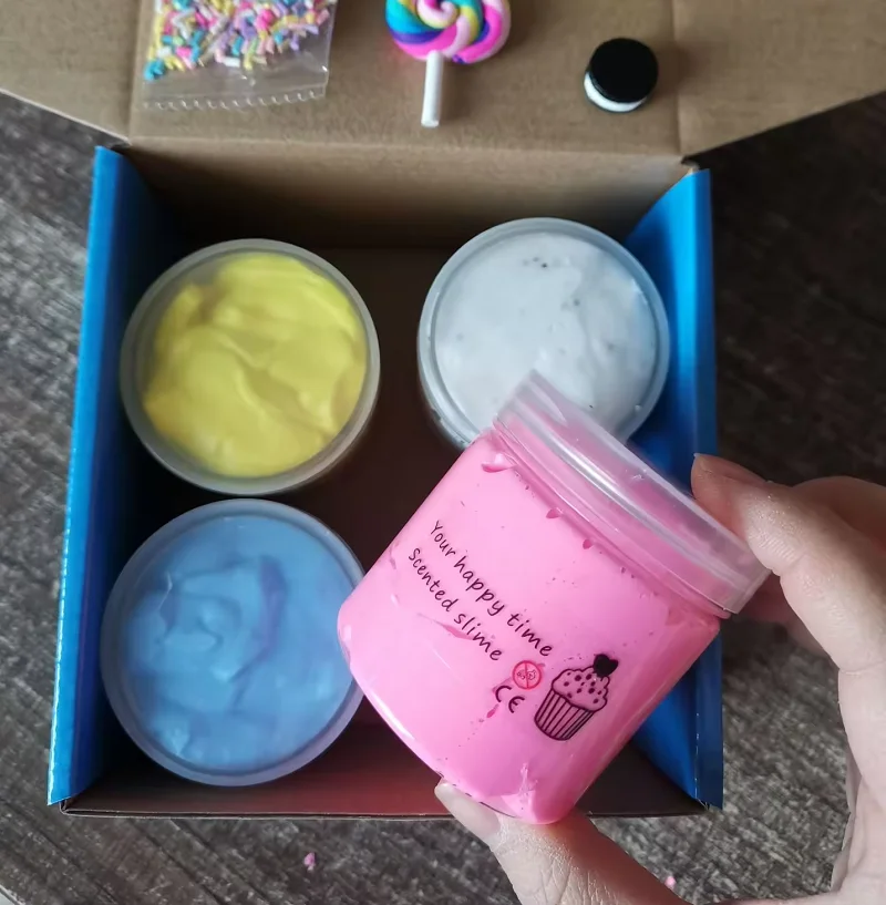 Kind benutzer definierte DIY Butter flauschigen Schleim Kit Eis Form Farbe sensorisch duftenden Obst vorgefertigten weichen dehnbaren Stress abbau Spielzeug Geschenk