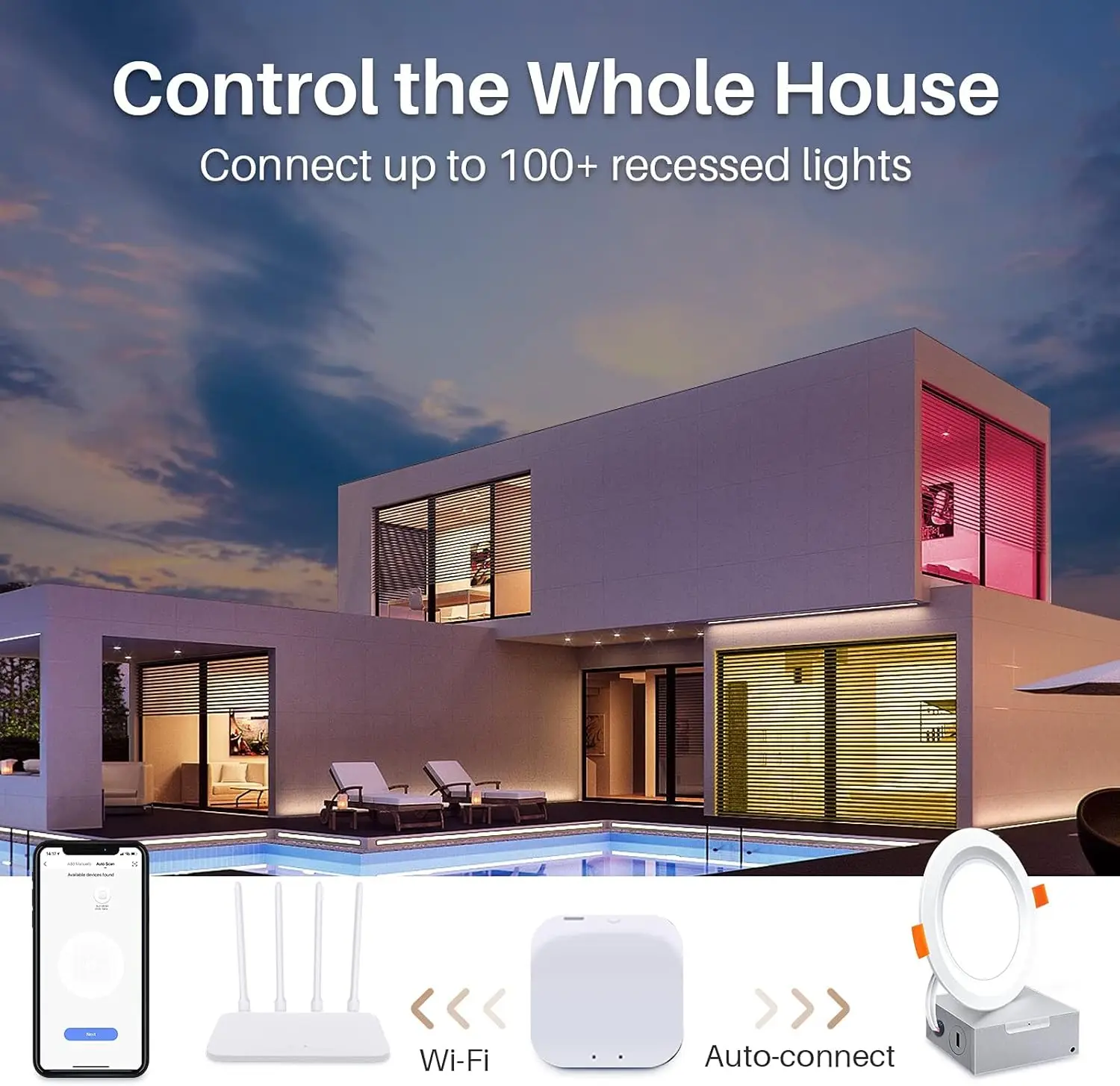 Smart Led Recessed Lighting 6 Inch 12 Pack WiFi Ceiling Light 14W,1200LM Color Changing Recessed Lighting  Cool & Warm