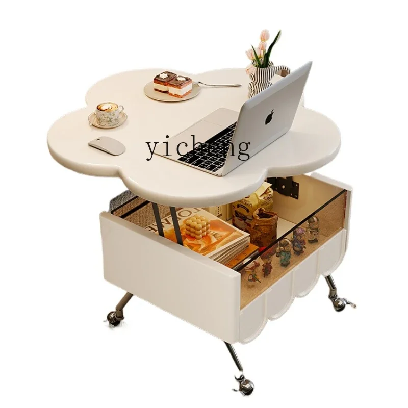 liftable mobile coffee table cream style living room home modern removable storage side table