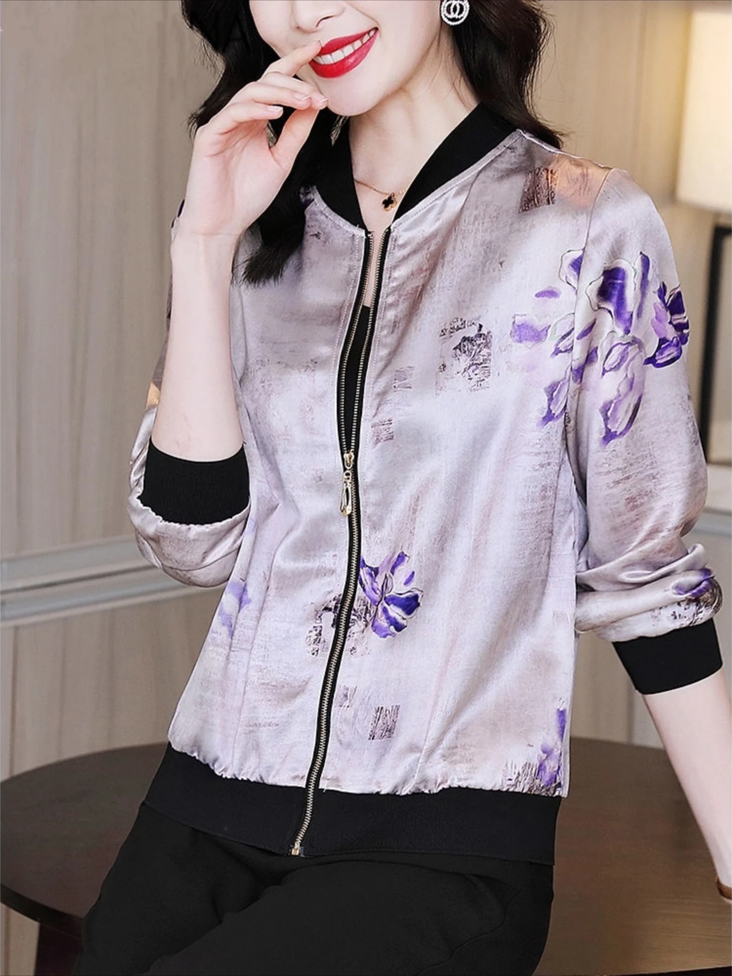 Abrigos de aviador de béisbol para mujer con cremallera primavera otoño estampado chaquetas Bomber holgadas para mujer Casual manga larga moda de estilo coreano