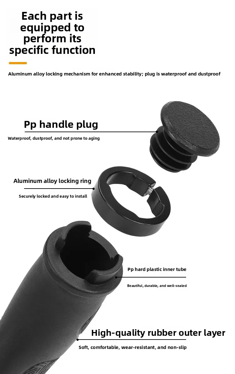 Ein Paar Fahrradlenkerüberzüge, faltbare Gummi-Co-Griffe, lange und kurze ergonomische beidseitig verriegelbare Griffe – Detail 4