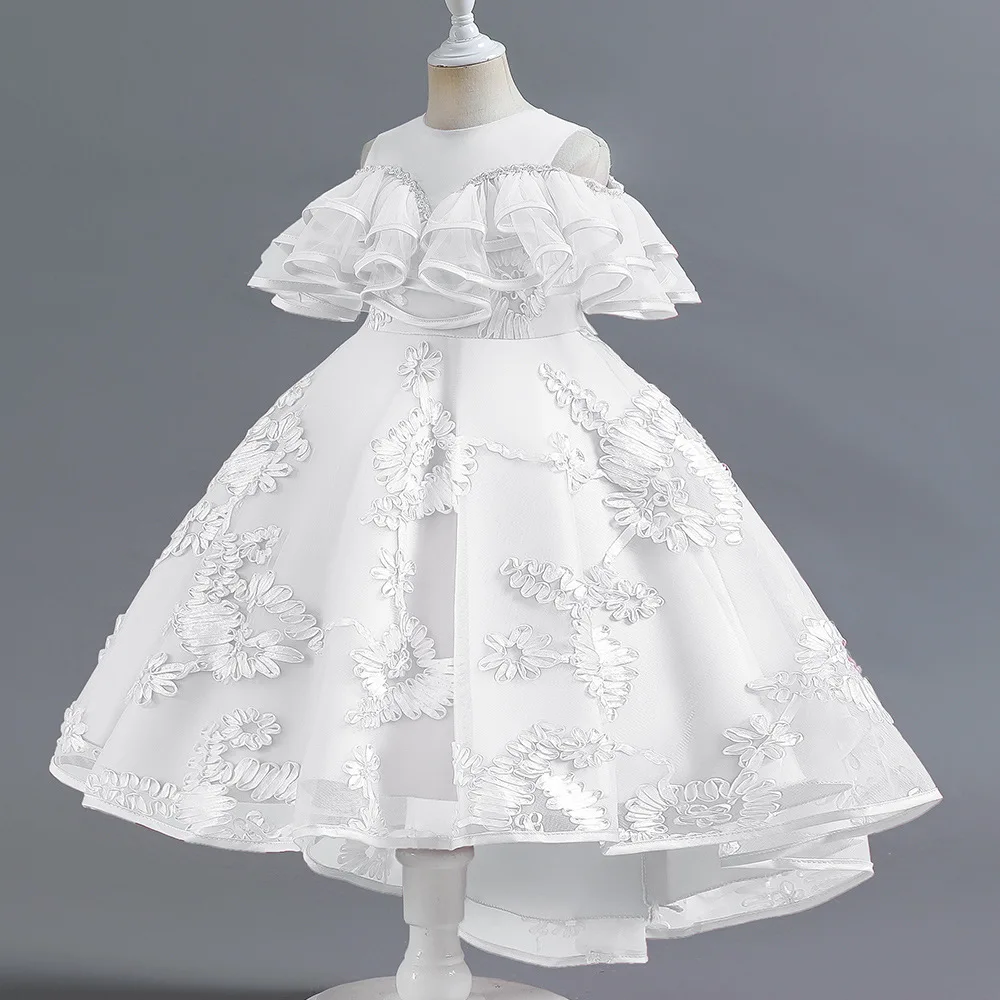 Girls\' Dress New Temperament Little Girl Children\'s Summer Dress Children\'s Birthday Party Evening Off Shoulder Princess Dress