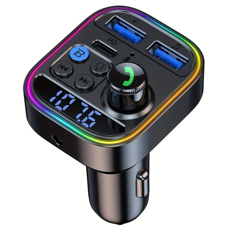 

Car Wireless FM Transmitter Wireless 5.3 Adapter Car Type C PD30W QC3.0 Support hands-free system Support TF Card and U Disk