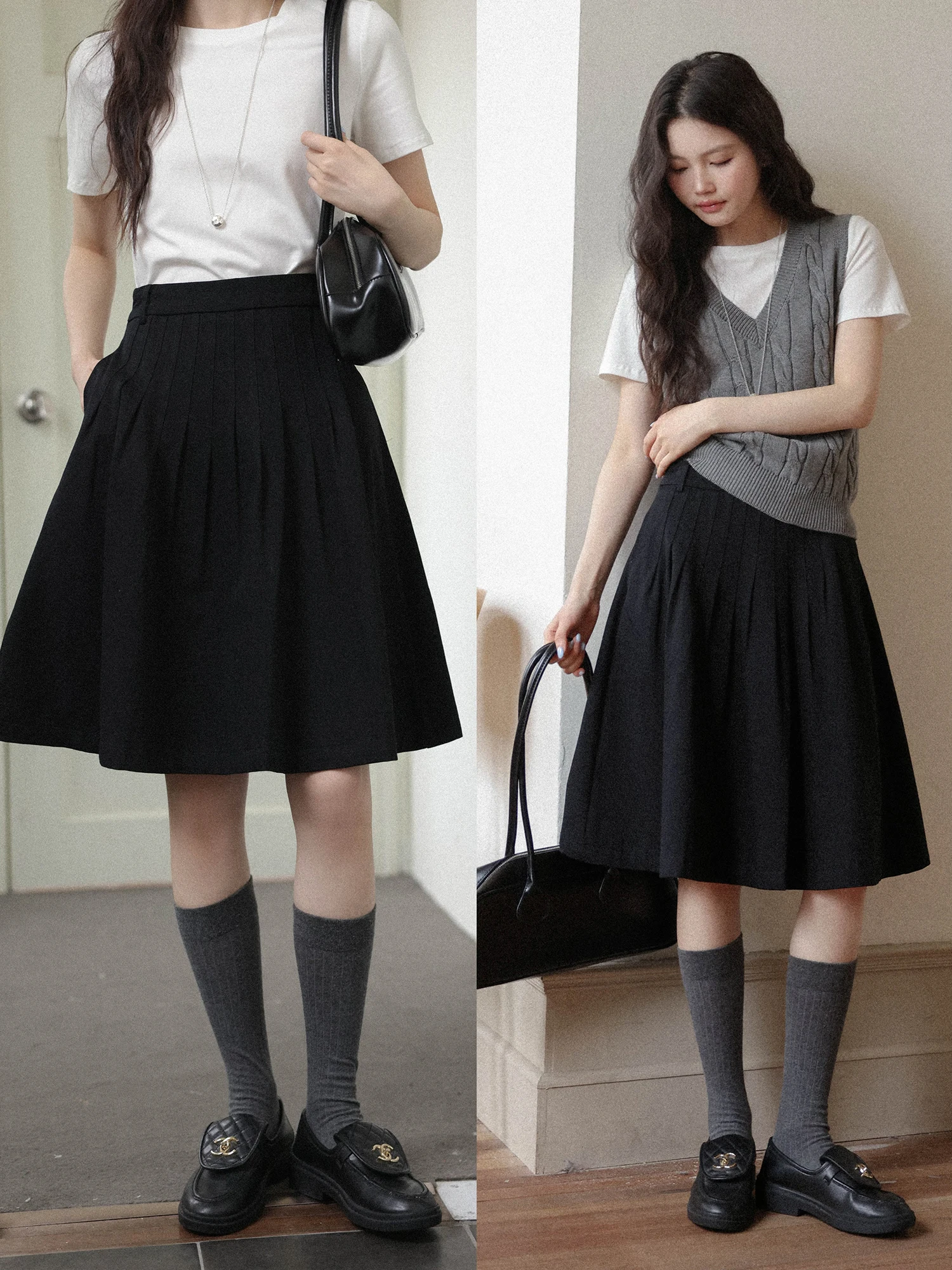 

Черная юбка А-силуэта с высокой талией, женская, летняя, новый стиль, однотонная, в корейском стиле, миди, красивое платье, Mixd Brand