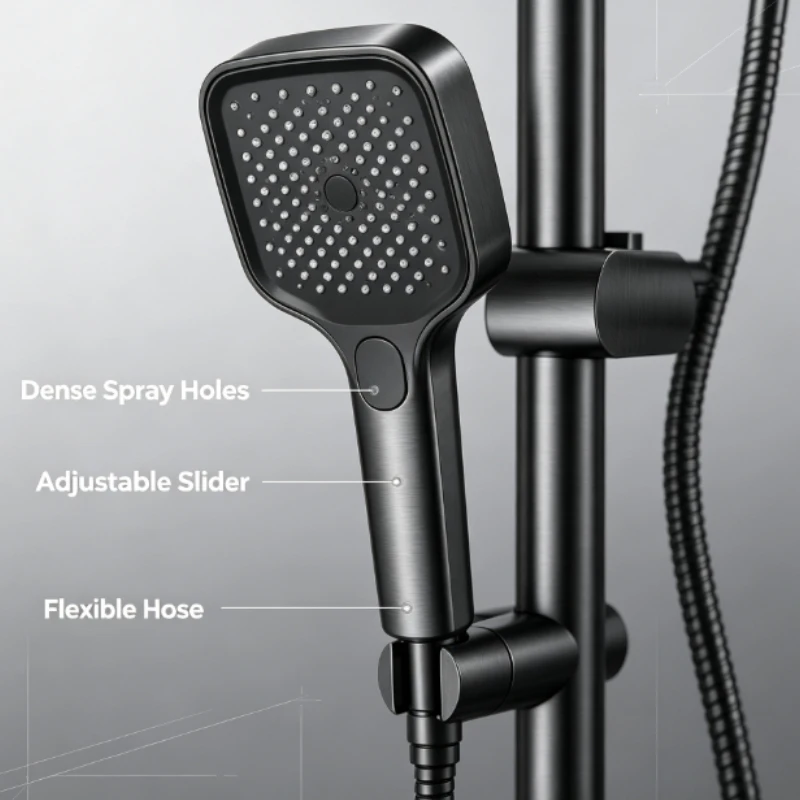 Luxury Rainfall Shower Set With Handheld Sprayer And Temperature Control For Master Bath Spa Experience