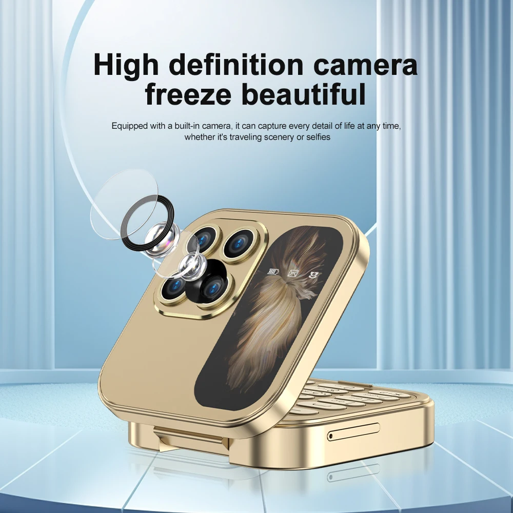 i17 Mini Foldable Mobile Phone Speed Dial 2G Dual SIM Card Pocket Phone Flashlight FM Radio Blacklist Magic Voice Flip Cellphone