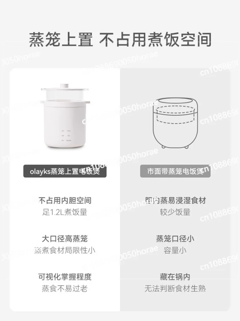 Mini Rice Cooker, Capable of Accommodating 1-2 People, Single Mini Rice Cooker, 1.2 Liters