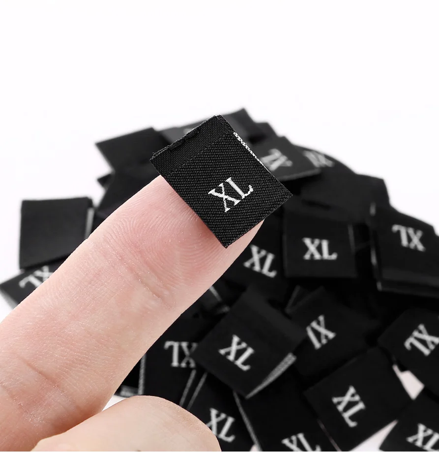 200Pcs Size Labels for Clothes, Black and White Garment, Woven Folds, Size Tags, Clothes Size Tags, 35*12mm, XXS-5XL,LB-030,