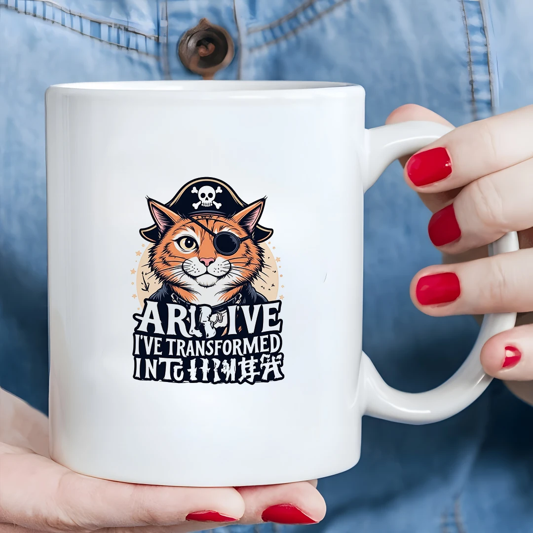 

Cartoon Pirate Cat 11oz Mug Kids' Cold & Hot Beverage Cup Top Christmas Gift Choice Practical Cup for Home & Office