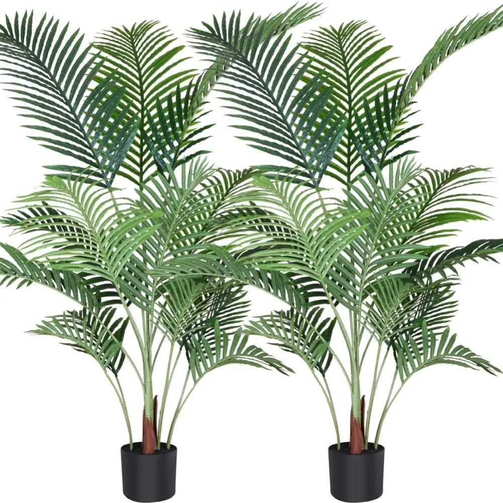 

Fopamtri Artificial Areca Palm Plant 4.6 Feet Fake Palm Tree with 15 Trunks Faux Tree for Indoor Outdoor Modern Decor Feaux