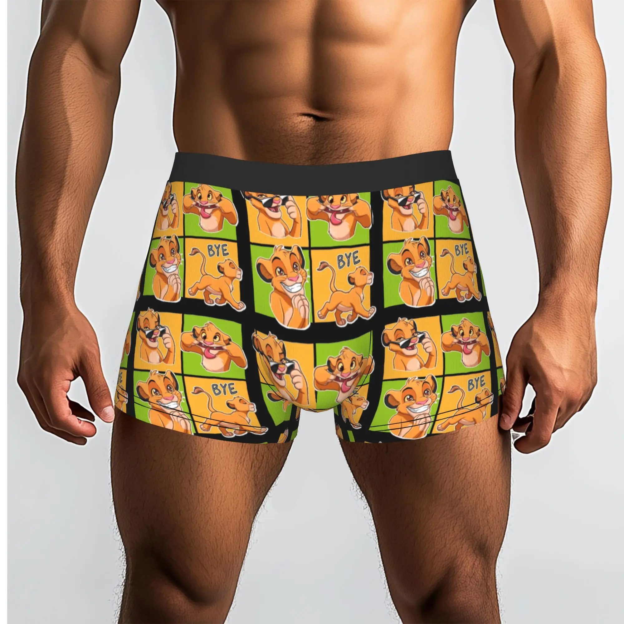 Custom The Lion Cartoon K-Kings Underwear Men Print Anime Boxer Shorts Panties Briefs Soft Underpants
