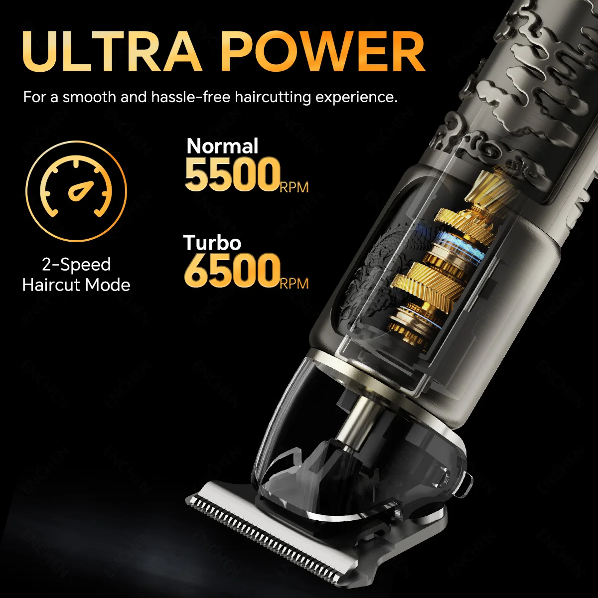 ماكينة تشذيب اللحية ENCHEN GoldStone 1 بدون فجوة شفرات شحذ ذاتية قابلة للتعديل Turbo 6500PRM مع شاشة رقمية