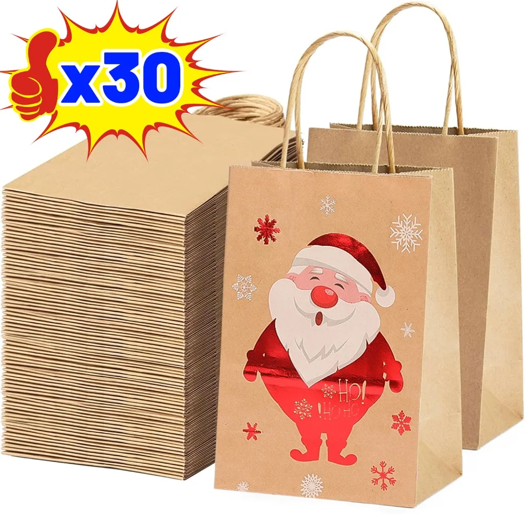 Weihnachten Kraft Papier Taschen Weihnachten Baum Santa Claus Süßigkeiten Snack Verpackung Tasche Kinder Geschenke Lagerung Beutel Taschen Neue Jahr Party Dekore