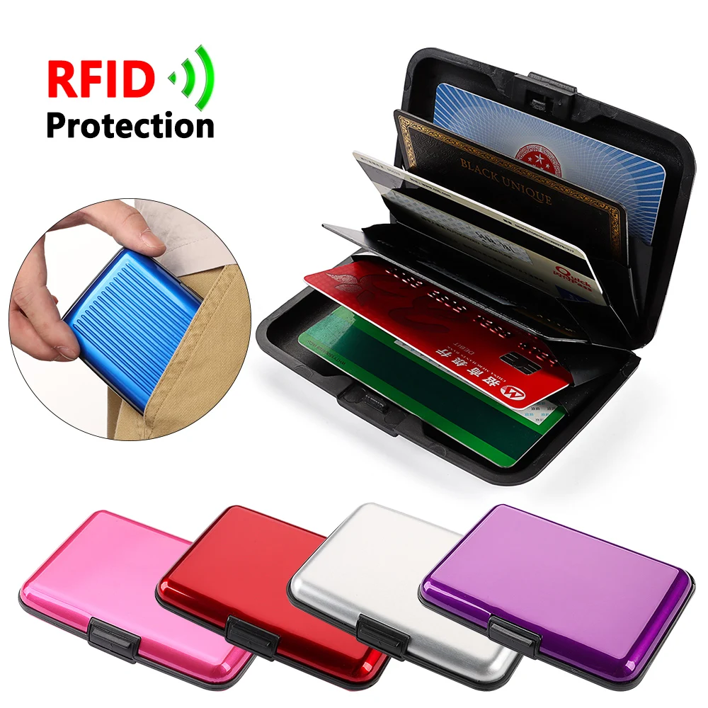 RFID حجب حامل بطاقة الائتمان عملة المحفظة الألومنيوم معدن مقاوم للماء مكافحة سرقة المحفظة حافظة بطاقات الأعمال للرجال والنساء #2